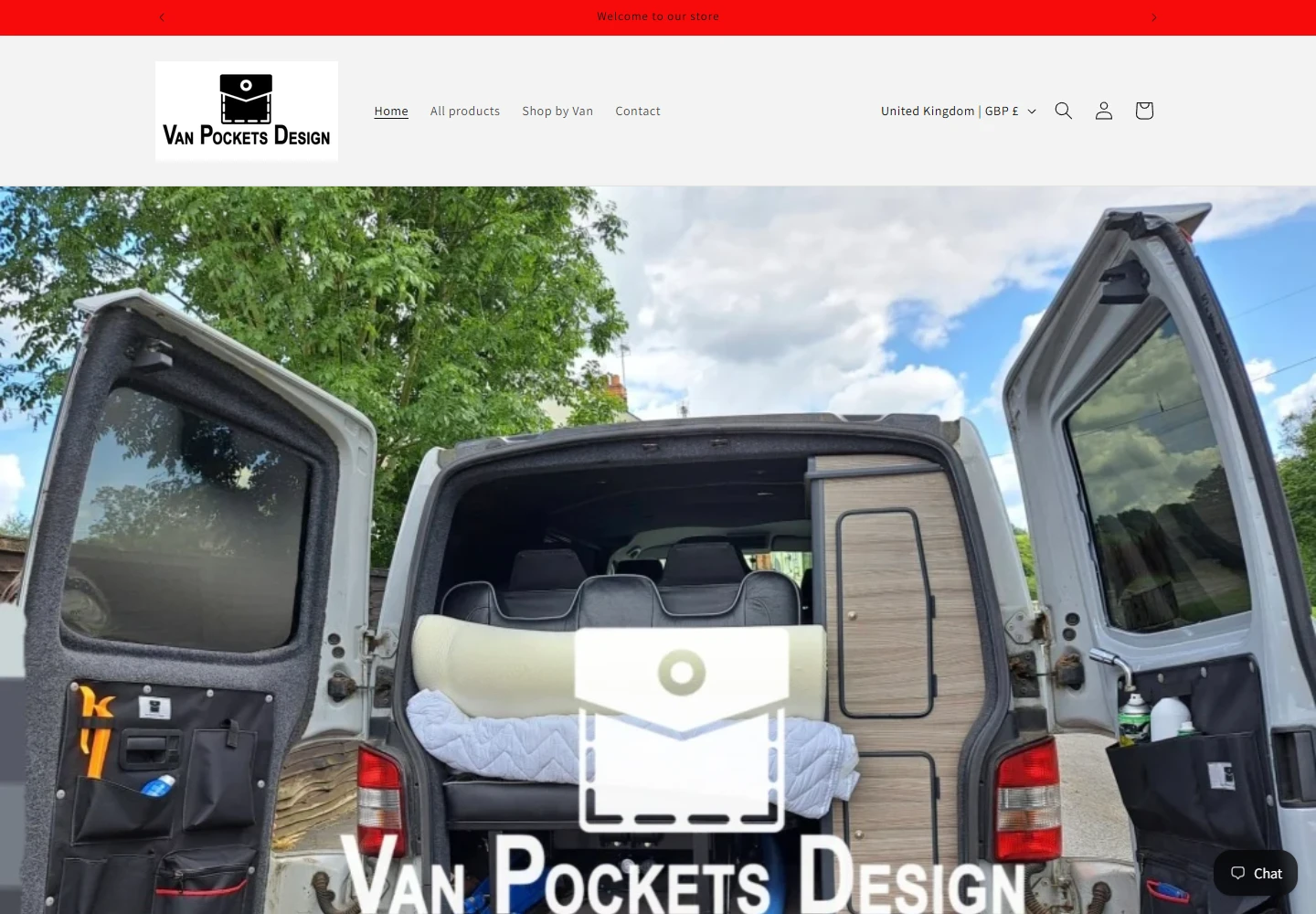 Van Pockets Design website on desktop